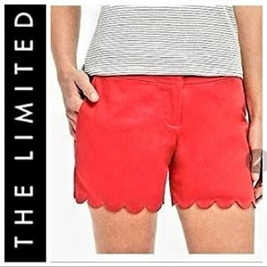 The Limited Scalloped Tailored Red Shorts